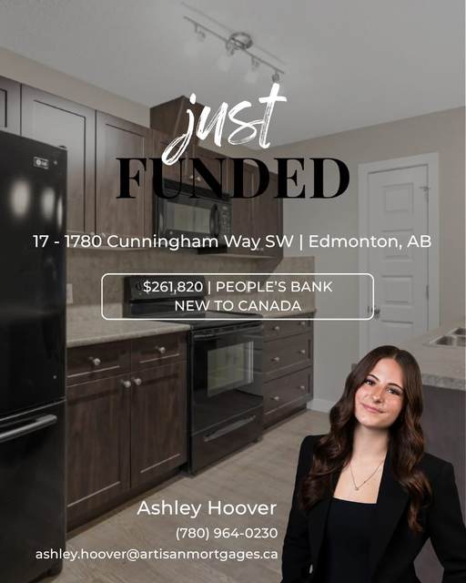 Just funded: 17-1780 Cunningham Way SW, Edmonton, $261,820, People's Bank, new to Canada